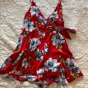 Red floral romper!